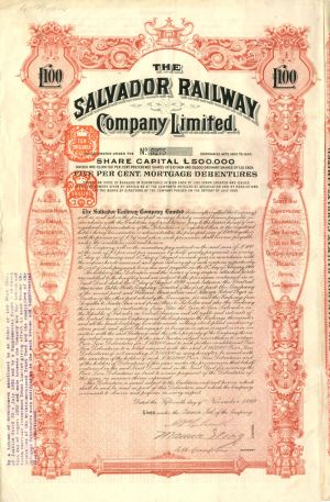 Salvador Railway Co. Limited - £100 Bond